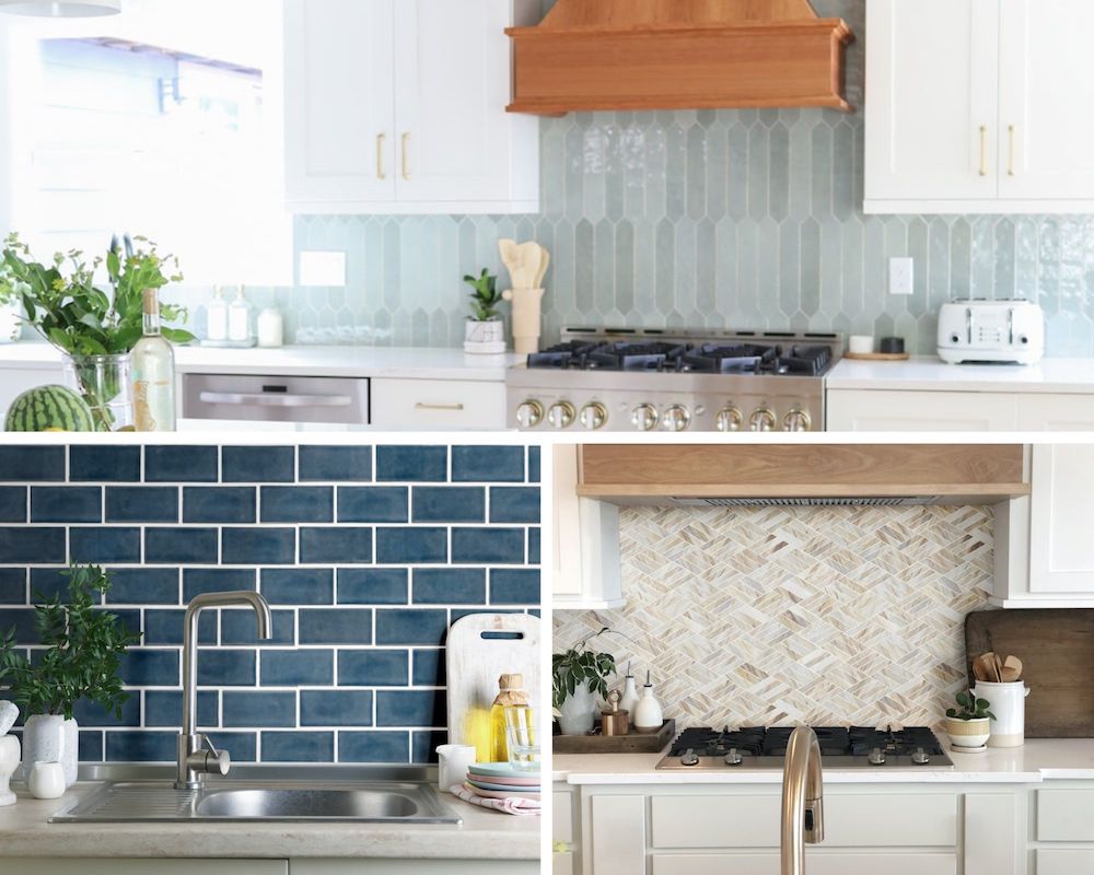 Kitchen backsplash for behind a slide-in range.