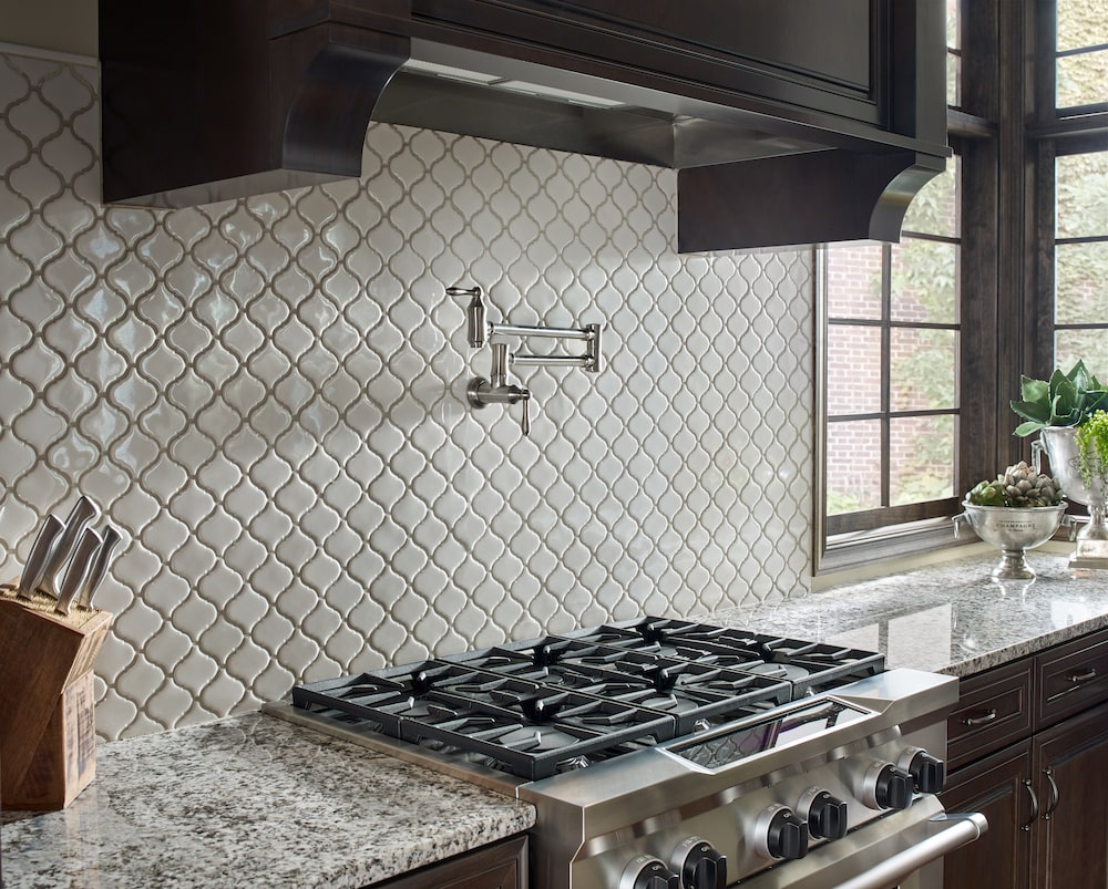 Dark cabinets and store light countertops