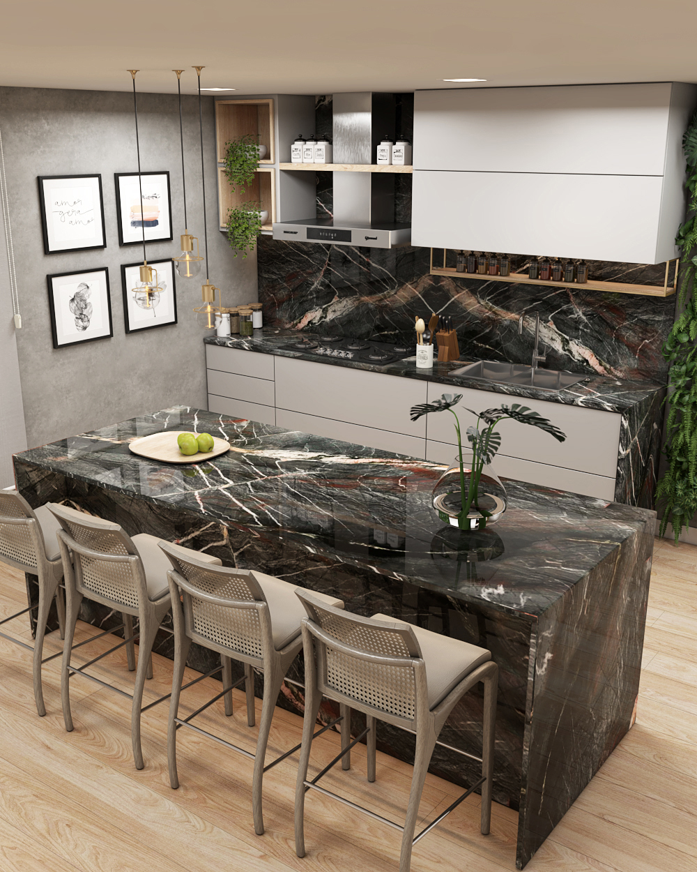 Exotic Quartzite Countertops Elevate Bold Kitchen Design