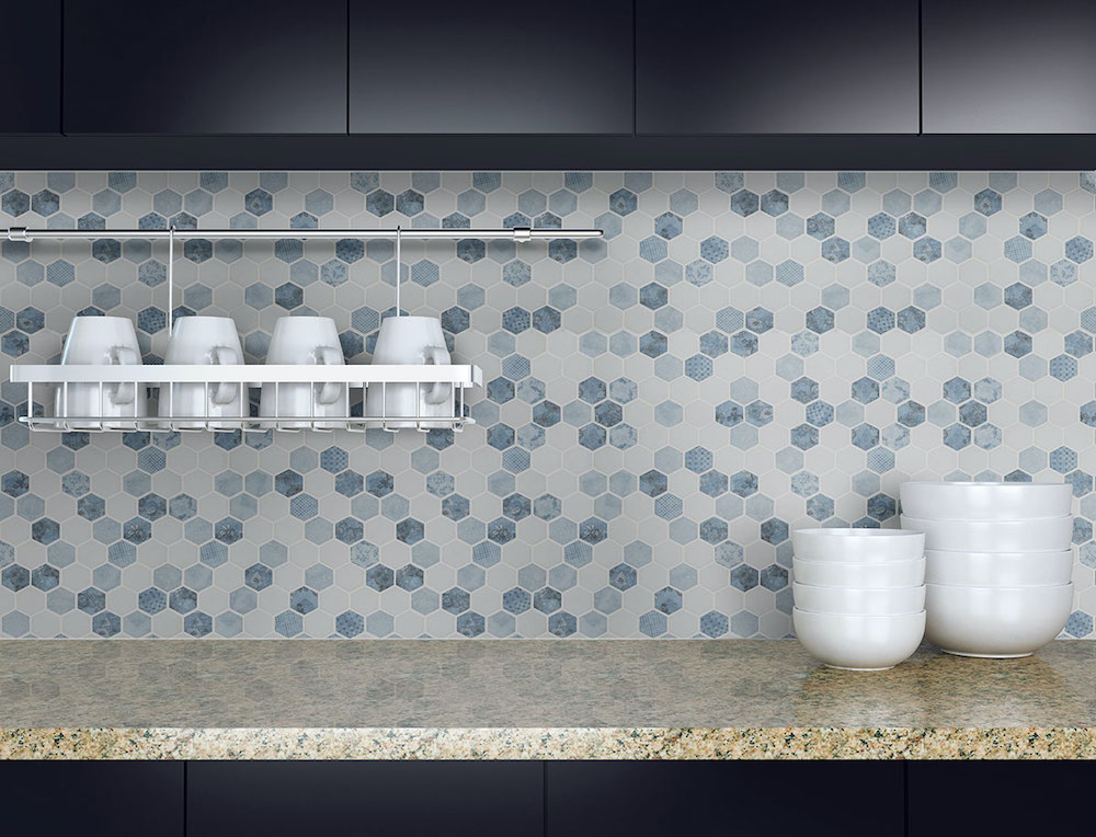 msi-vista-azul-hexagon-mosaic-tile-in-kitchen-backsplash