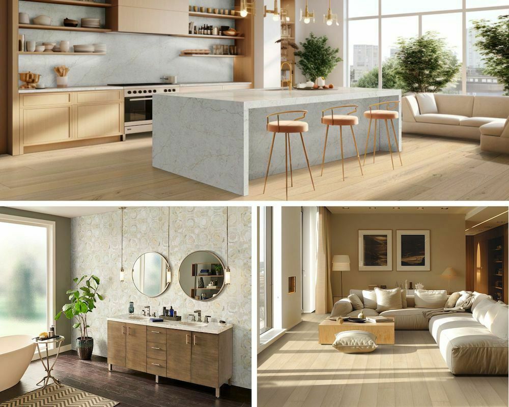 Golden Hues: The Blonde And Honey Warm Surface Trend Taking Over Floors, Walls, & Countertops