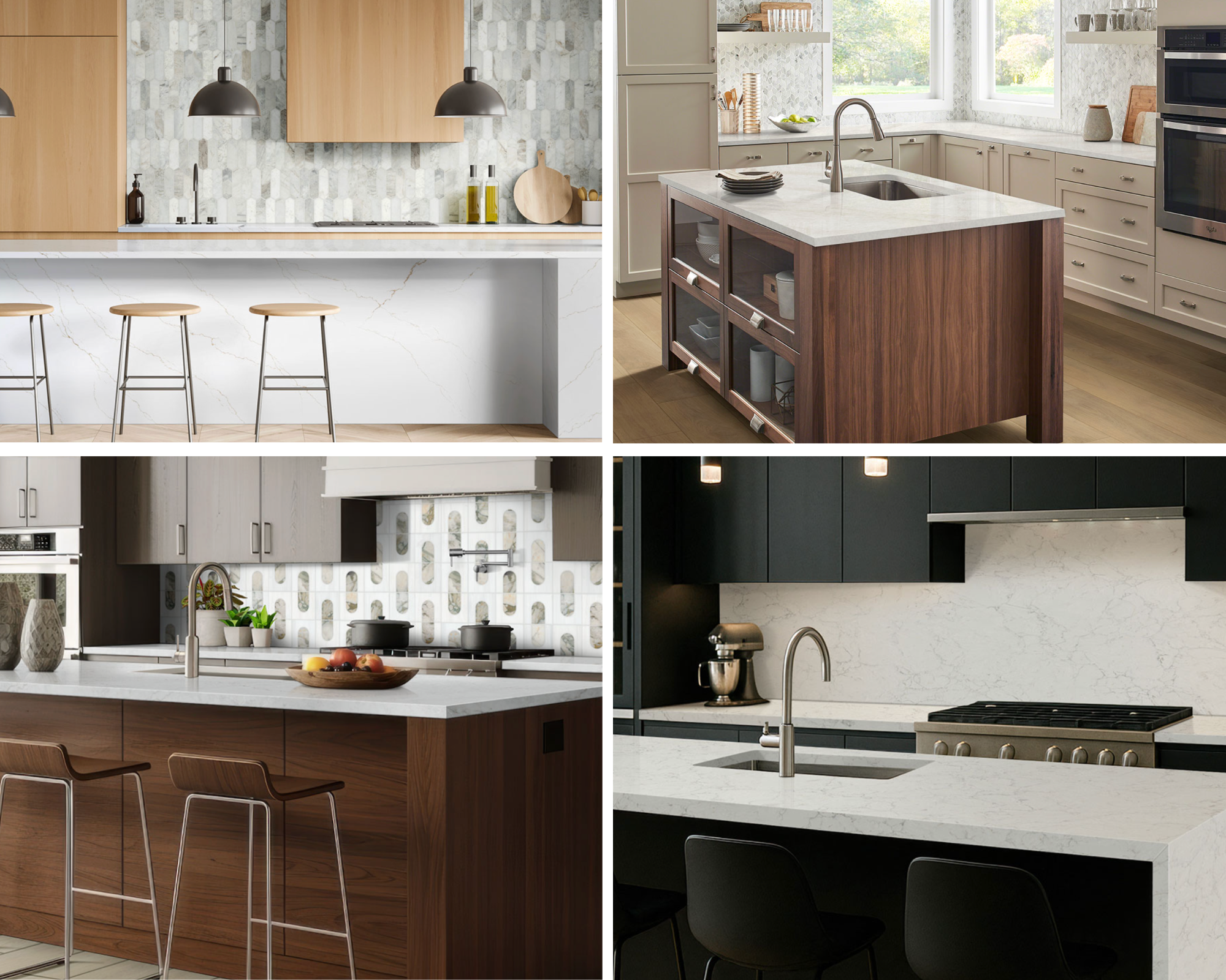 Soft White Countertops, Inspired By The Color Of The Year With Coordinating Backsplash & Flooring Selections 