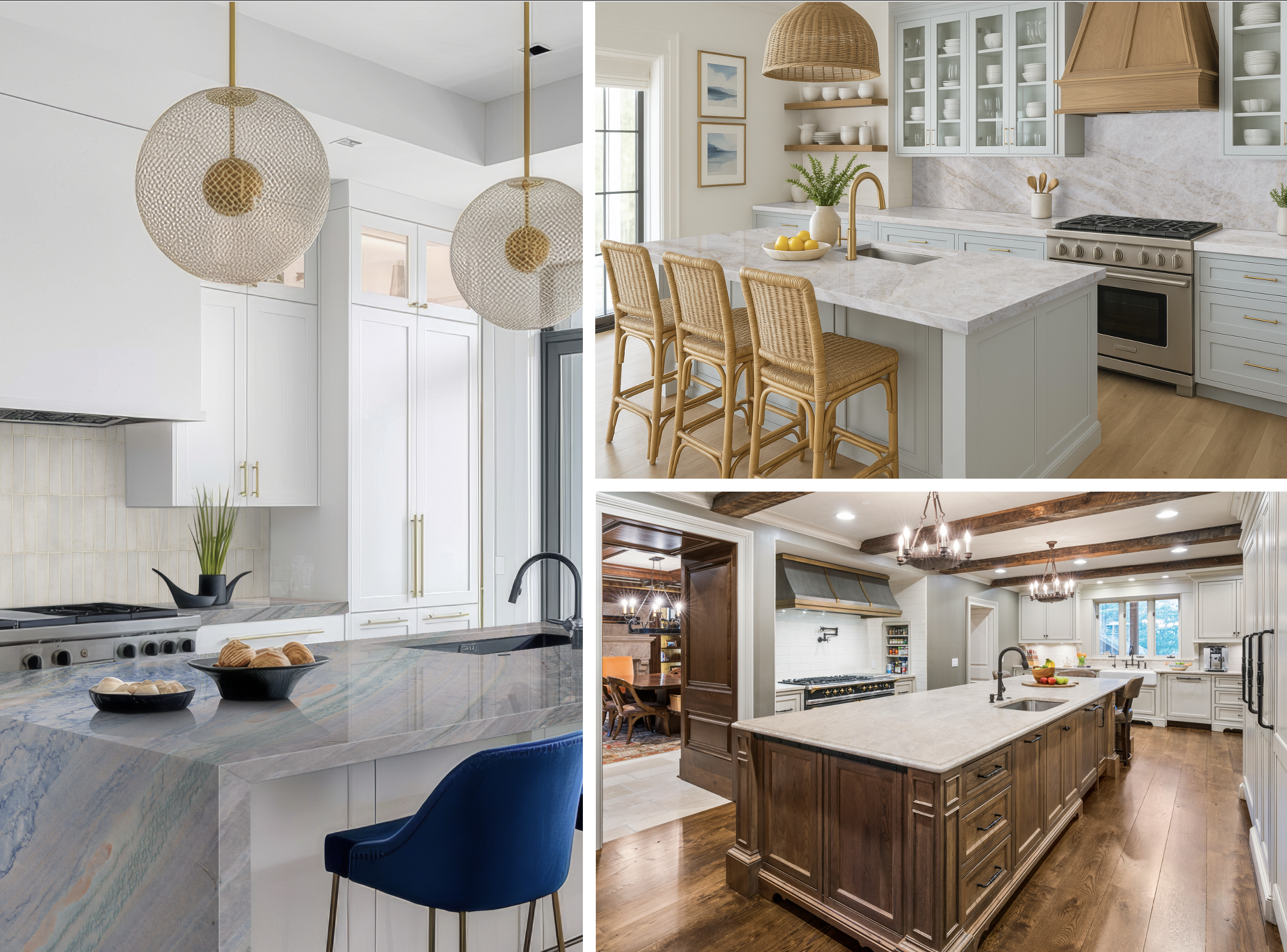 Quartzite countertops in modern kitchens showcasing surfaces maintained with proper techniques for how to clean quartzite countertops and seal natural stone.