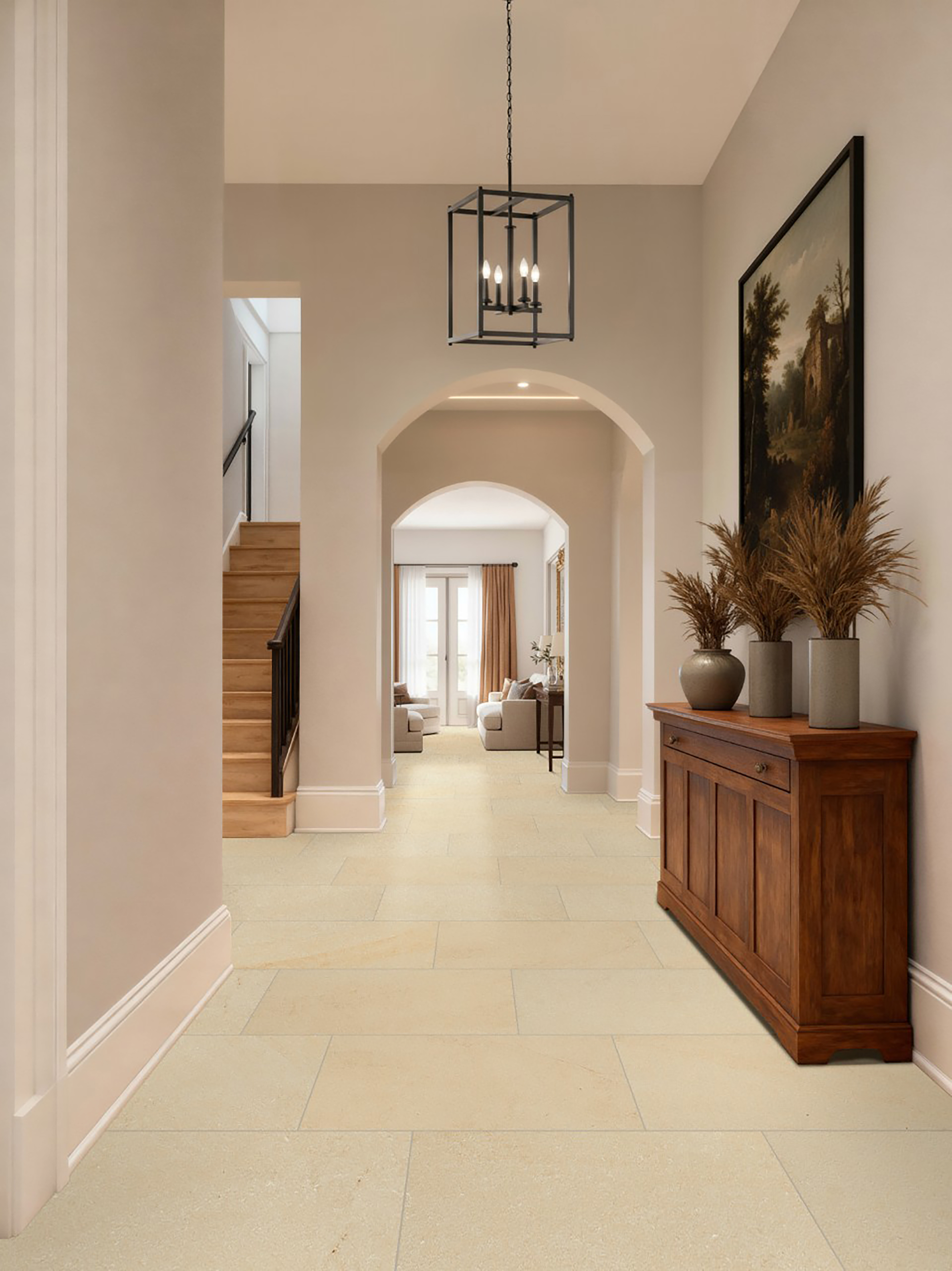 Contemporary bathroom with large format porcelain tile walls and floors, with several different grades of porcelain tile for wet areas.