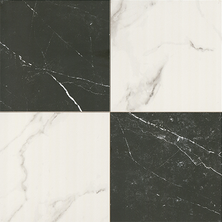 Classic black and white checkerboard tile pattern