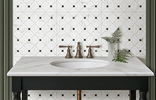 Checkerboard tile bathroom