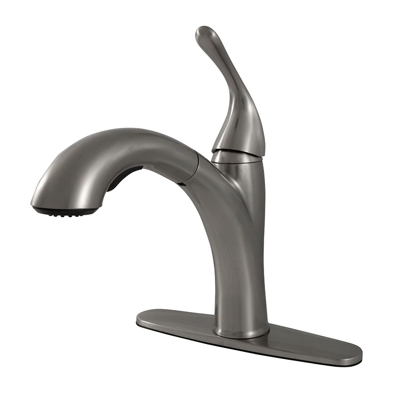 1 Handle Pull Out Sprayer Kitchen Faucet - 804 Brushed Nickel Faucet profile D Faucet