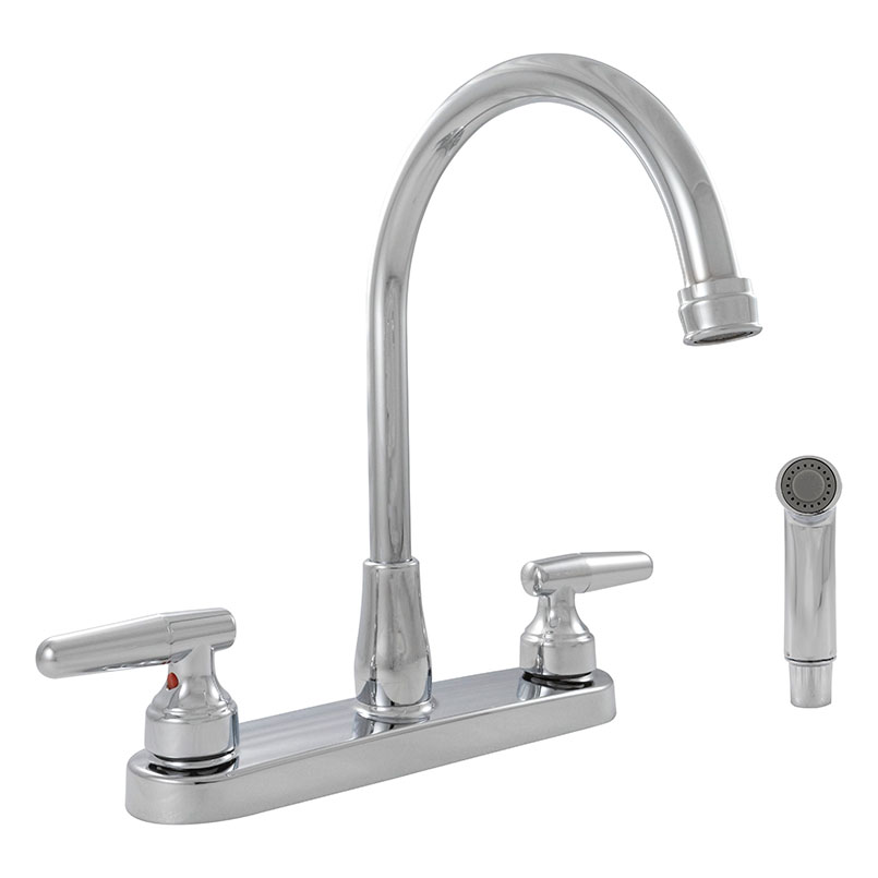 2 Handle Standard Kitchen Faucet with Side Sprayer Detail