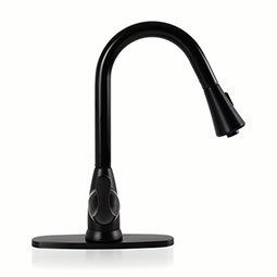 1-Handle Pull-Down Sprayer Kitchen Faucet with deckplate - 803 Matt Black Thumb