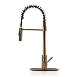 1-Handle Pull-Down Sprayer Kitchen Faucet with deckplate - 804 Gold Thumb