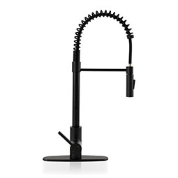 1-Handle Pull-Down Sprayer Kitchen Faucet with deckplate - 804 Matt Black Thumb
