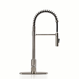 1-Handle Pull-Down Sprayer Kitchen Faucet with deckplate - 804 NICKEL-BRUSHED Thumb
