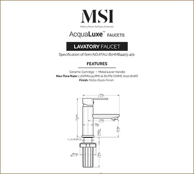 SPECIFICATIONS SHEET