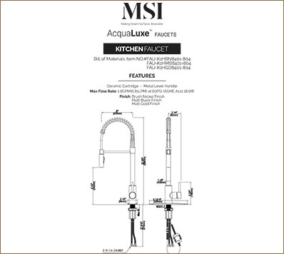 SPECIFICATIONS SHEET