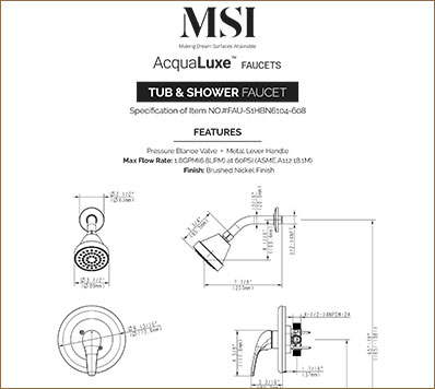 SPECIFICATIONS SHEET