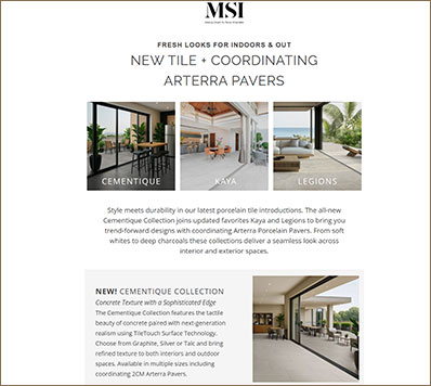 Indoor/Outdoor Tile + Paver Newsletter