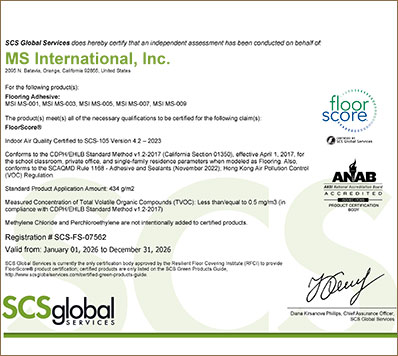 FLOORSCORE CERTIFICATE ADHESIVE