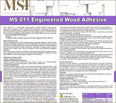 MS011 Engineered Wood Adhesive