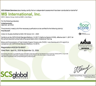 Underlayment Floorscore Certificate