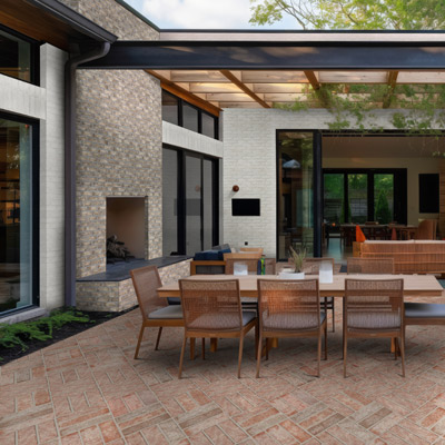 Outdoor bricks patio design