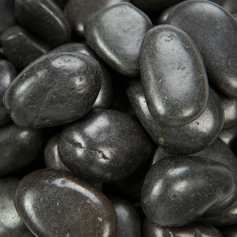 Black Polished Beach Pebbles For Landscaping Rock Detail
