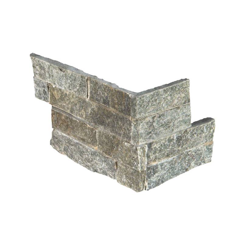 Sage Green RockMount Stacked Stone Panels 6x12x6 Corner