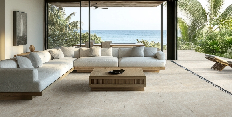 Taja Ivory Tile Indoors and Taja Ivory Paver Outdoors