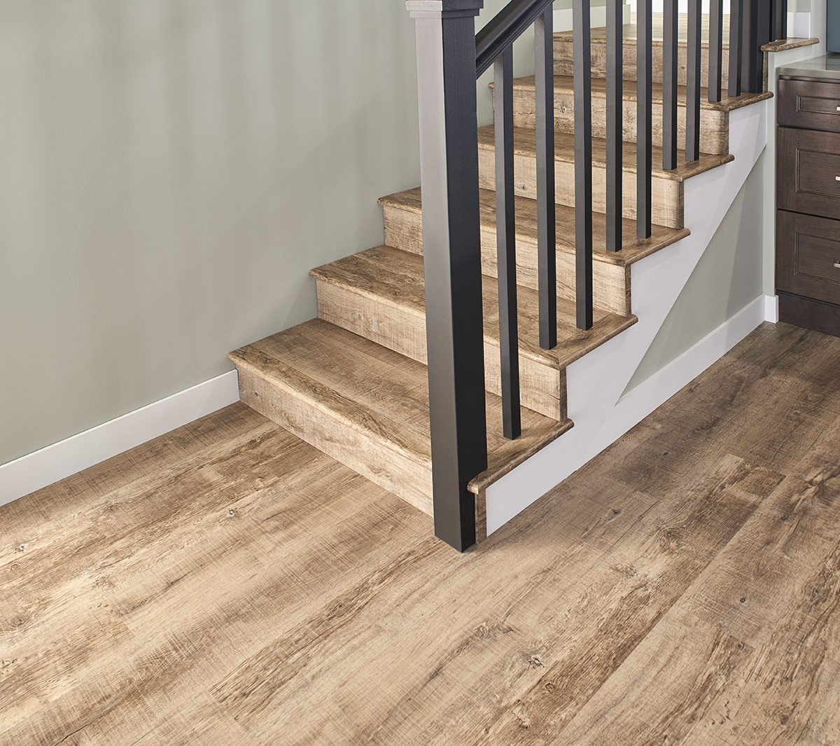 vinyl plank flooring on stairs