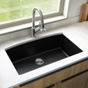 Black quartz composite kitchen sink