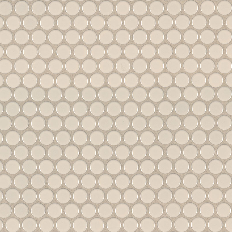Almond Glossy Penny Round Mosaic Detail