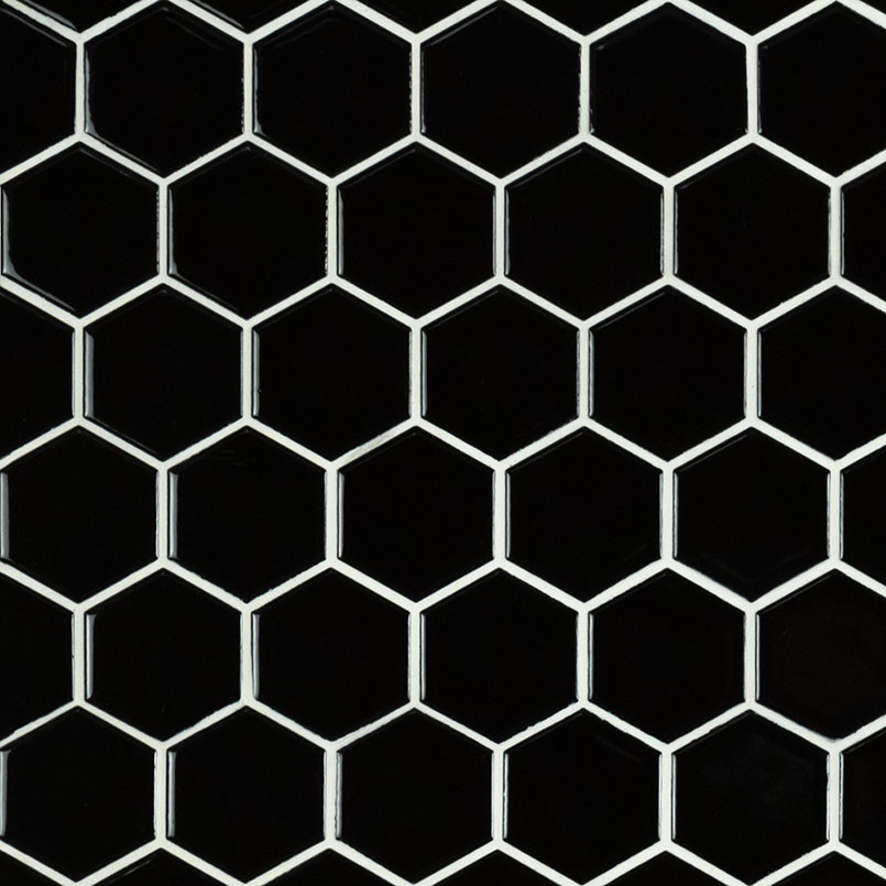 Black 2" Hexagon Glossy Detail