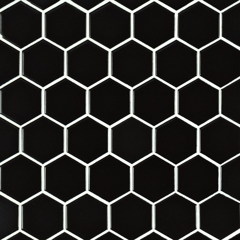 Black 2" Hexagon Matte