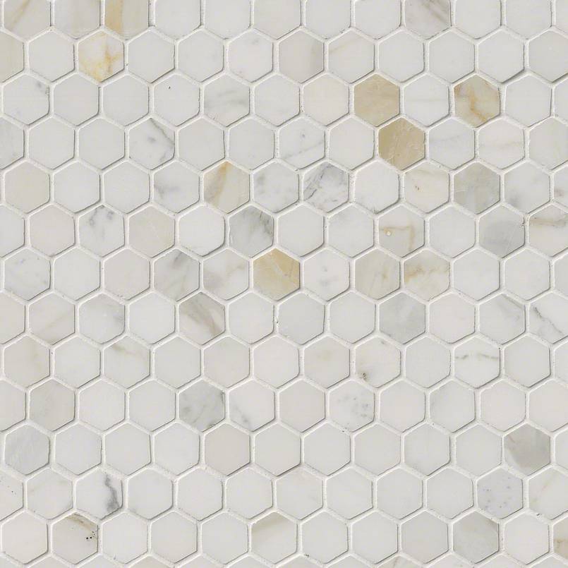 Calacatta Gold Marble 1 Hexagon, 1 Inch Hexagon Tile