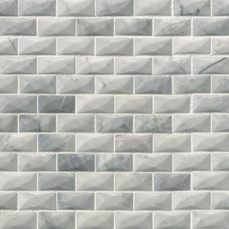 Carrara White 1x2 3D Polished Detail