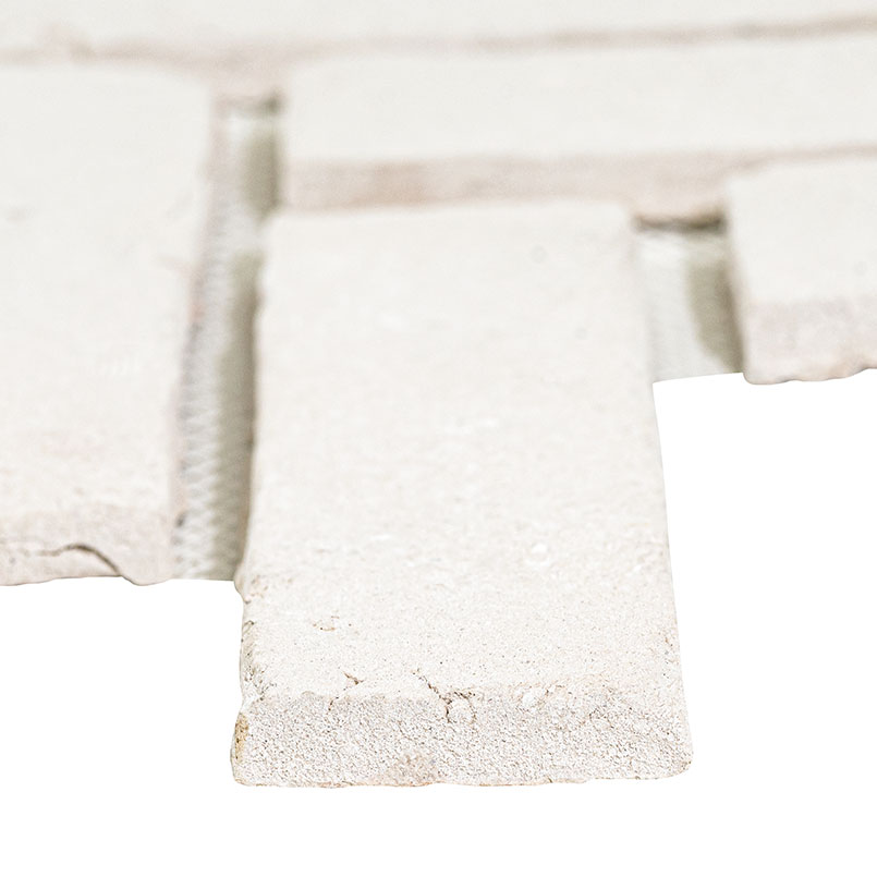 Alpine White Reclaimed Clay Brick - Herringbone Tile Edge