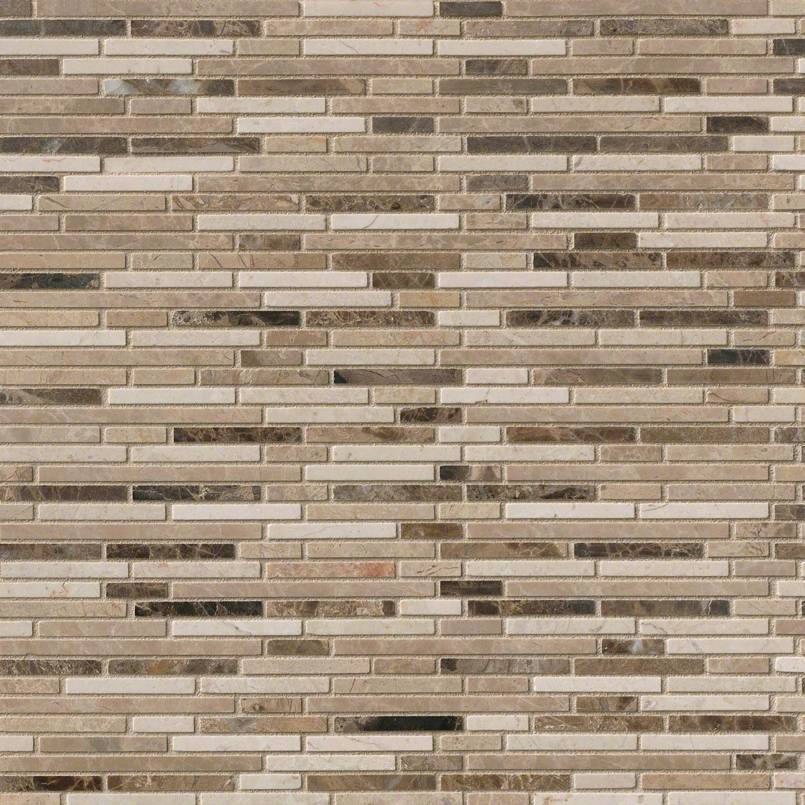 Emperador Marble Blend Bamboo Pattern Tile Detail