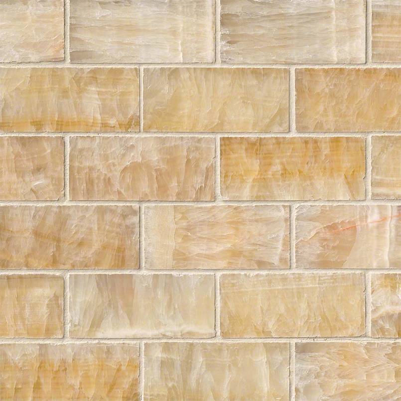 Giallo Crystal Onyx Subway Tile 2x4  Detail