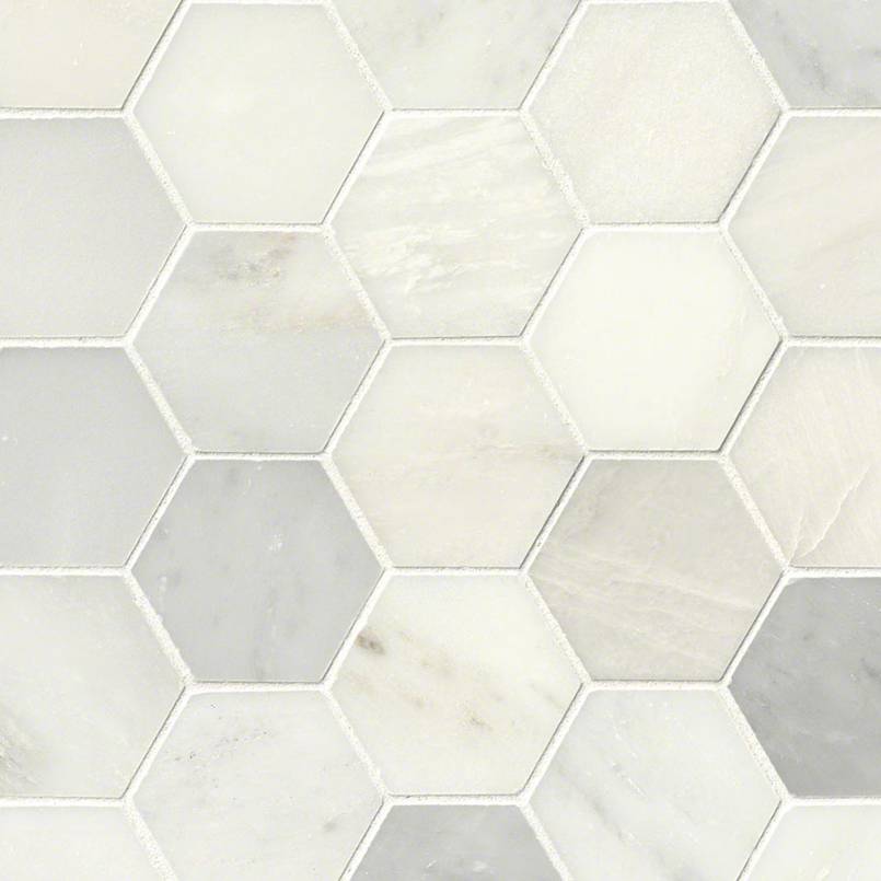 Greecian White Hexagon Polished Marble Backsplash Tile