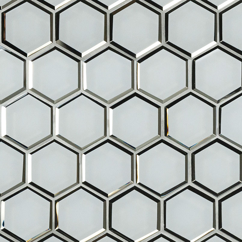 Ice Beveled 3" Hexagon Mosaic Tile swatch
