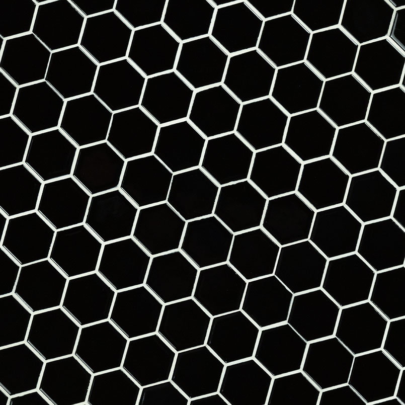 Black 2" Hexagon Glossy Iso