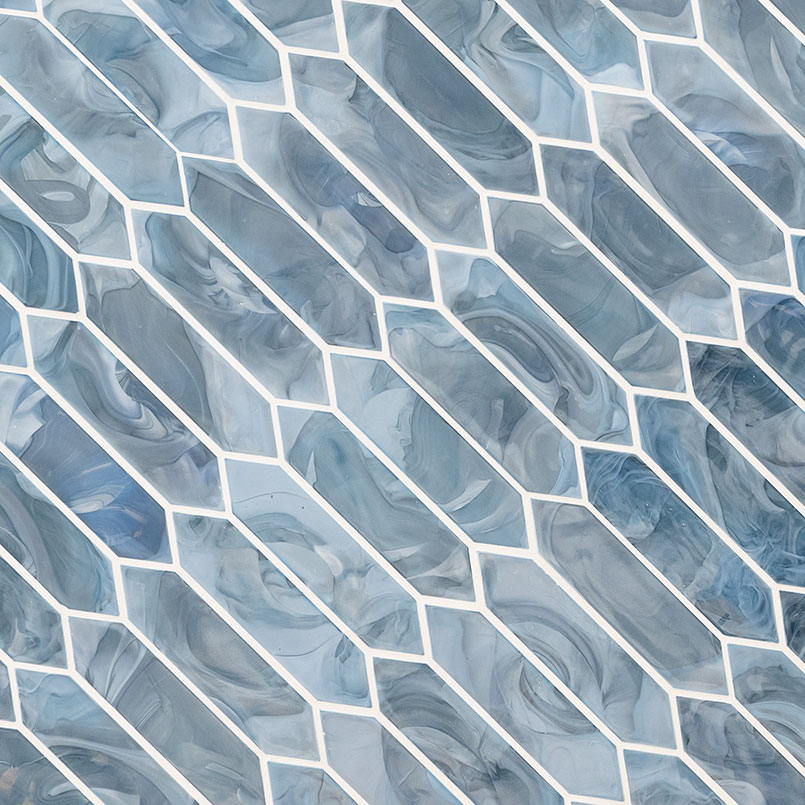 Blue Shimmer Picket Glass Tile swatch
