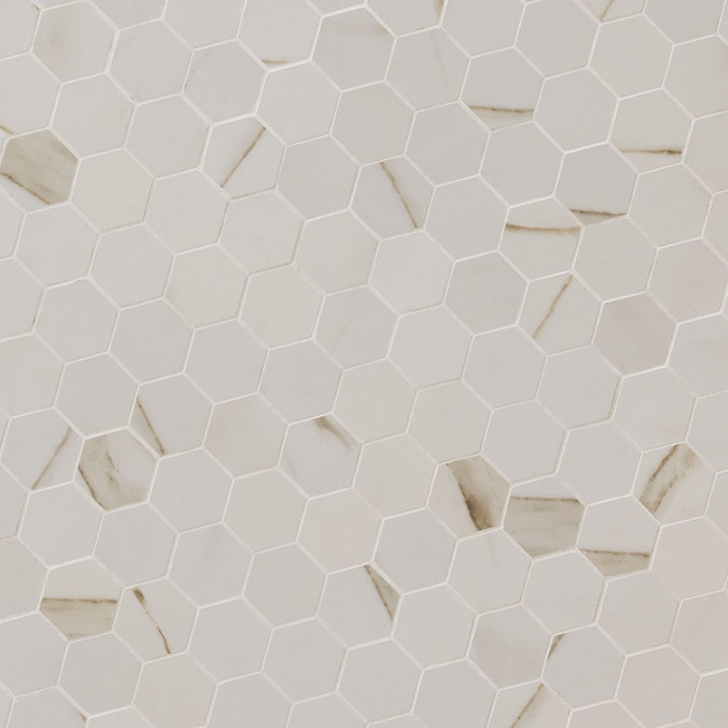 Pietra Calacatta 2” Hexagon Matte Porcelain Tile