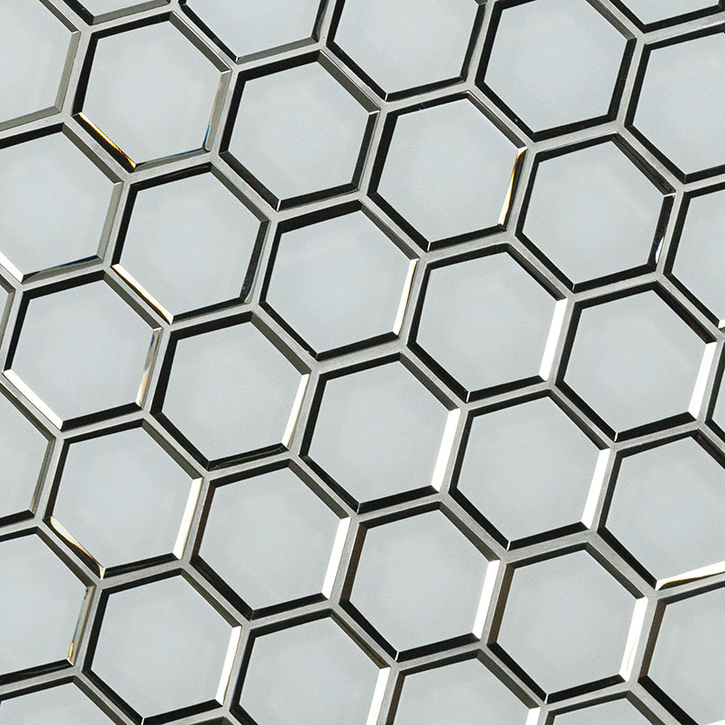 Ice Beveled 3" Hexagon Mosaic Tile swatch