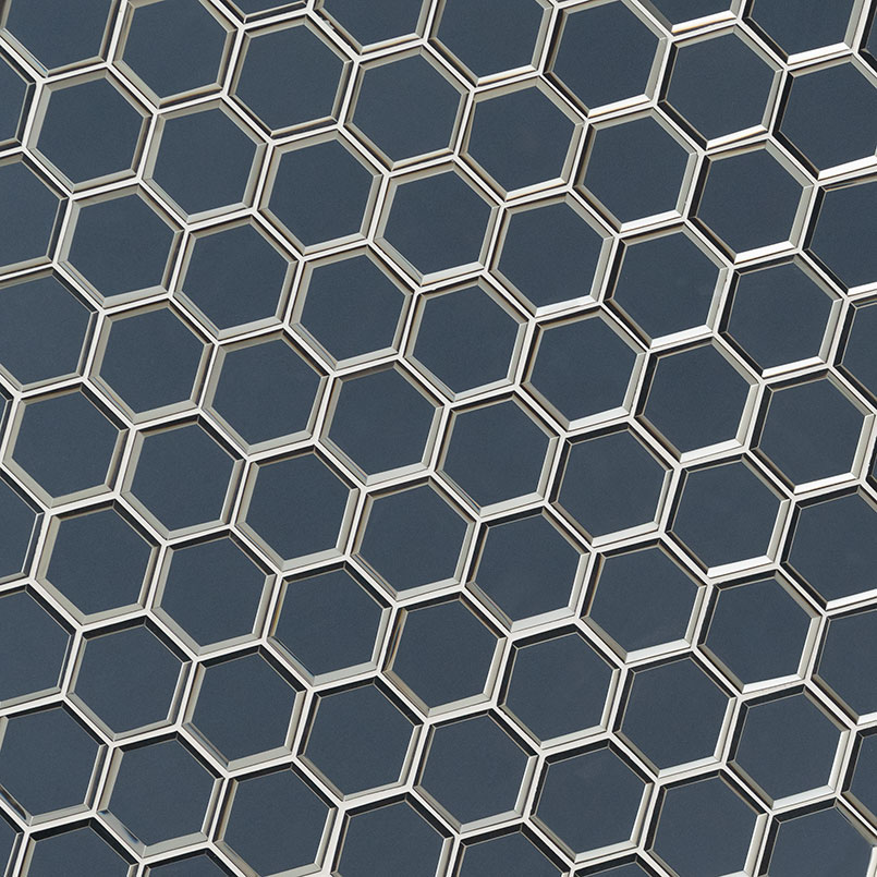 Vague Blue 3" Hexagon Mosaic Tile swatch