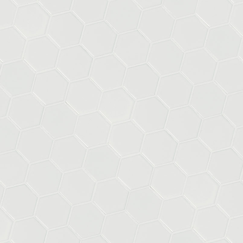White Matte 2X2 Hexagon Mosaic Iso