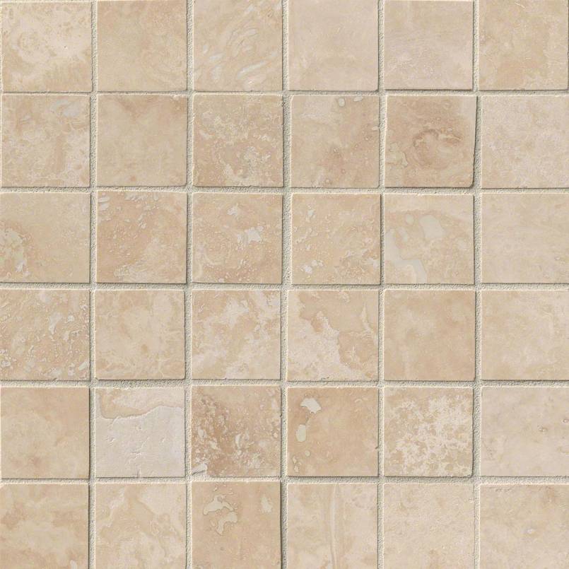 Ivory Travertine 2x2 Honed and Filled in 12x12 Mesh Detail