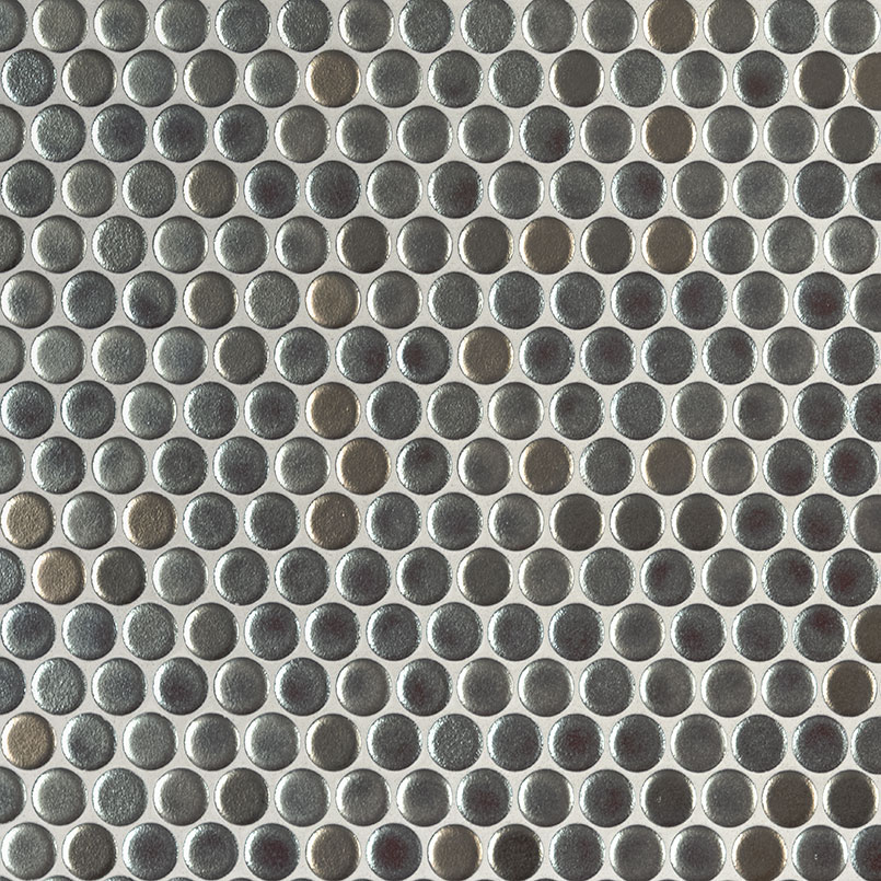 Metallico Penny Round Glass Mosaics, Glass Penny Tile