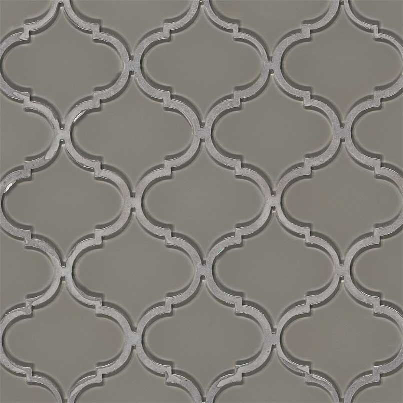 Pearl Grey Arabesque Glass Mosaic Tiles SMALL SAMPLE