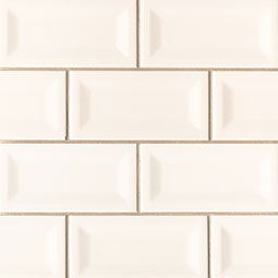 Almond Glossy Inverted Beveled Tile 3X6