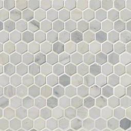 Arabescato Carrara 1" Hexagon Mosaic Tile 